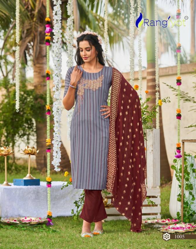 Rangjyot Muskan 1 New Exclusive Wear Fancy Kurti With Pant And Dupatta Readymade Collection